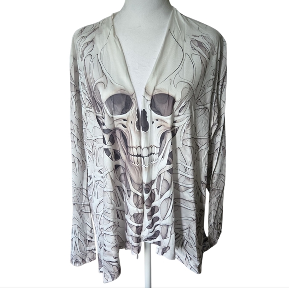 unknown Sweaters - Skull Print Open Cardigan